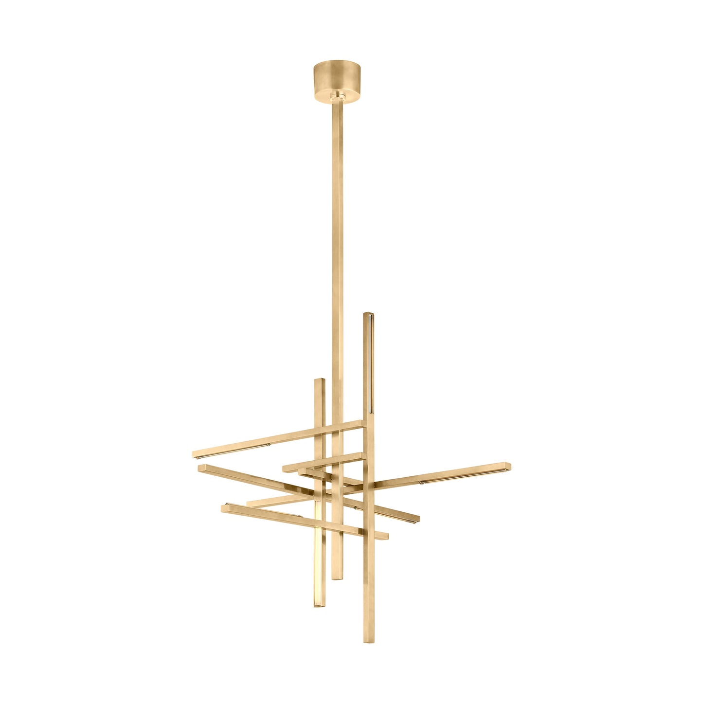 Large Geometric Crystal LED Chandelier Natural Brass by Visual & Comfort & Co