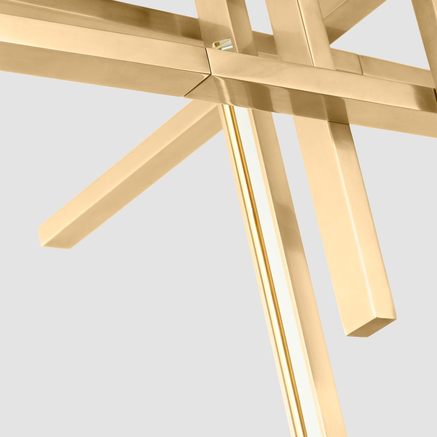 Large Geometric Crystal LED Chandelier Natural Brass by Visual & Comfort & Co