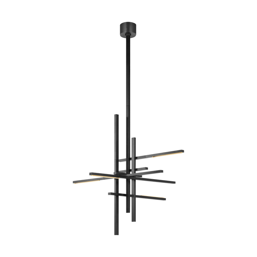 Large Geometric Crystal LED Chandelier Natural Brass by Visual & Comfort & Co