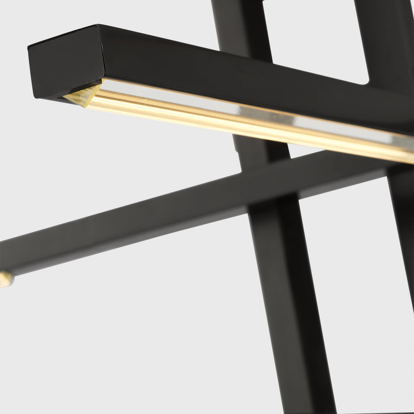 Large Geometric Crystal LED Chandelier Natural Brass by Visual & Comfort & Co