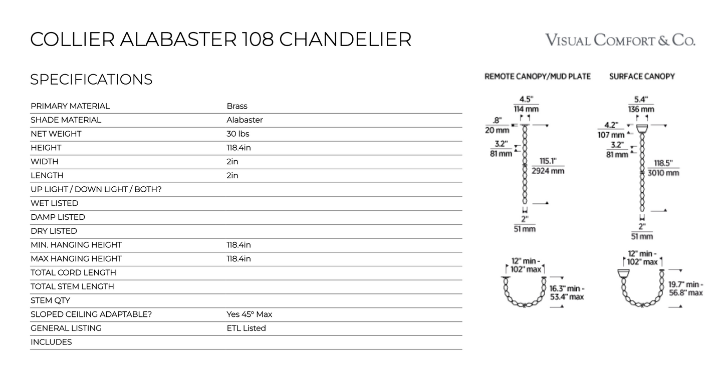 Luxury 108 LED Chandelier & Collier by Visual & Comfort & Co