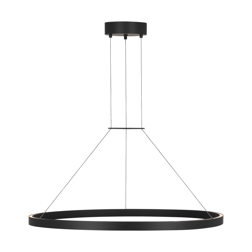 Matte Black 36-inch LED Ring Chandelier Sean Lavin Design by Visual & Comfort & Co