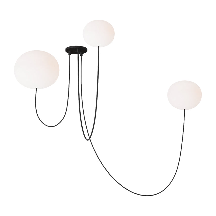 Helium 3 Light Matte Black LED Glass Chandelier by Visual & Comfort & Co