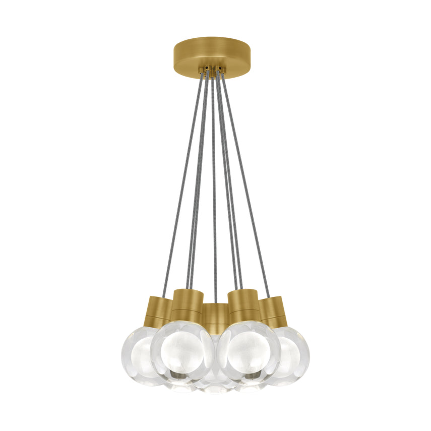 Visual Comfort 7 Light Multi Sphere Mina Crystal Chandelier Natural Brass
