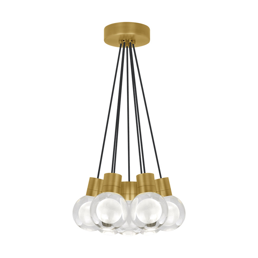 Visual Comfort 7 Light Multi Sphere Mina Crystal Chandelier Natural Brass