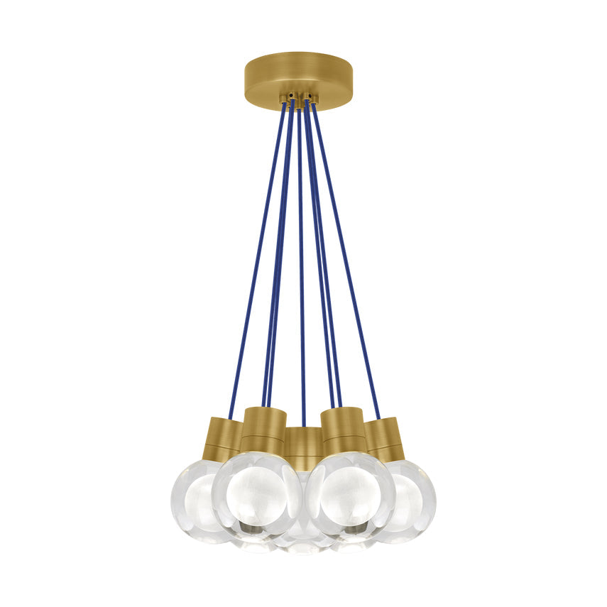 Visual Comfort 7 Light Multi Sphere Mina Crystal Chandelier Natural Brass