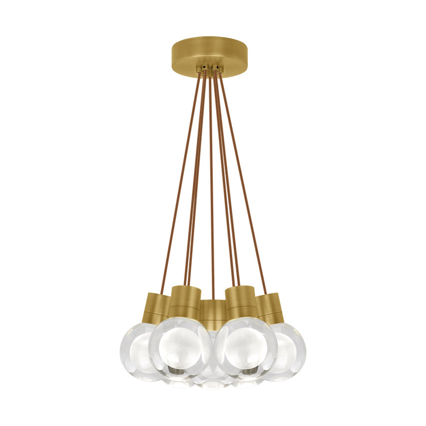 Visual Comfort 7 Light Multi Sphere Mina Crystal Chandelier Natural Brass