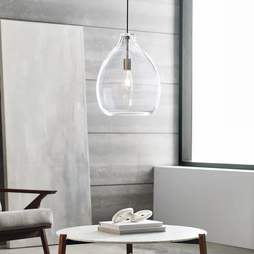 Visual Comfort Quinton 16In Pendant Light Modern Glass Satin Nickel