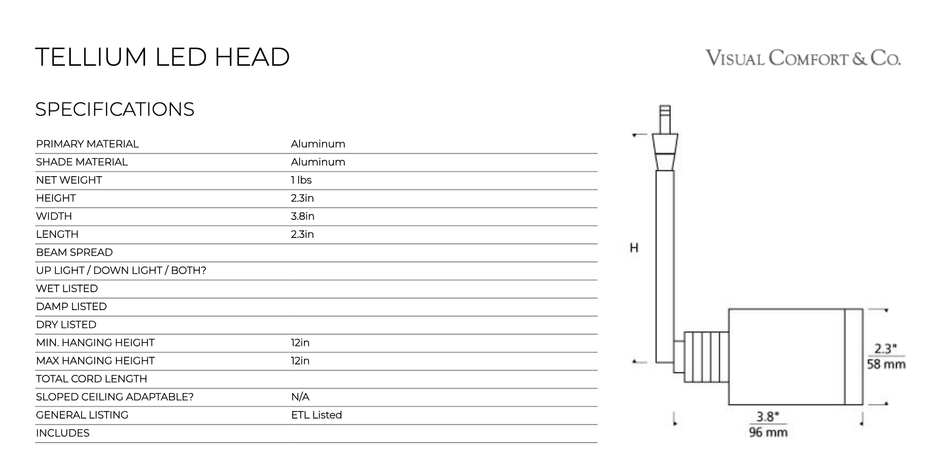 Visual Comfort Tellium 3000K 90Cri Led Accent Light Satin Nickel