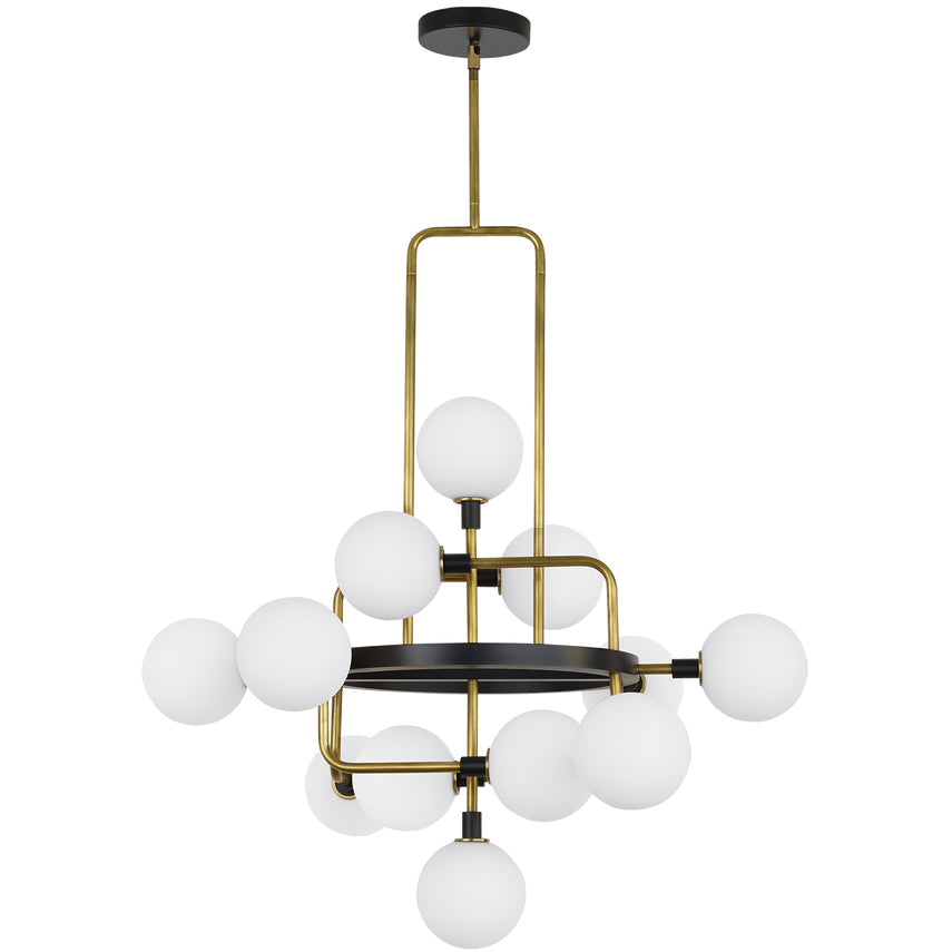 Brass Opal Glass Chandelier 12 Light Residential & Commercial by Visual & Comfort & Co