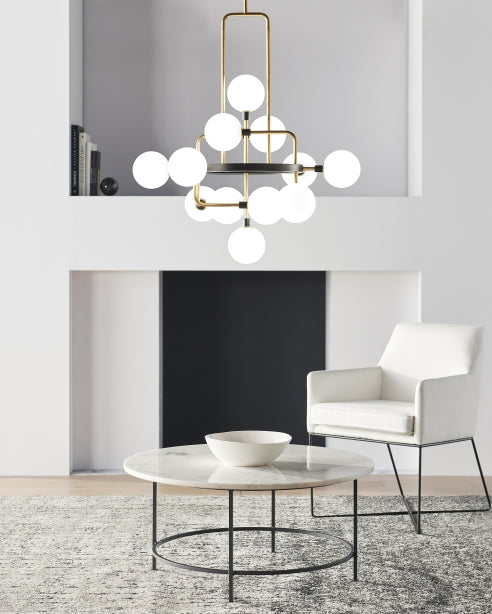 Brass Opal Glass Chandelier 12 Light Residential & Commercial by Visual & Comfort & Co