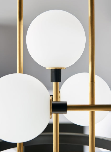 Brass Opal Glass Chandelier 12 Light Residential & Commercial by Visual & Comfort & Co