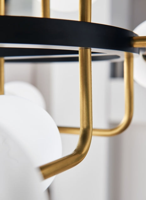 Brass Opal Glass Chandelier 12 Light Residential & Commercial by Visual & Comfort & Co
