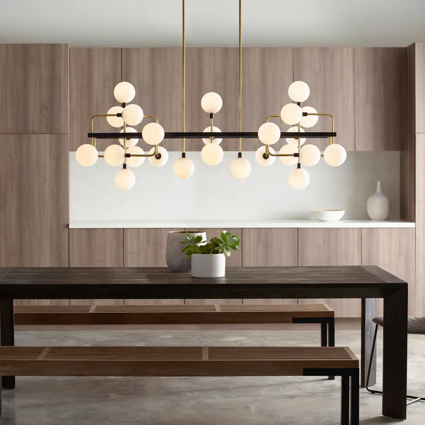 Luxury Linear Chandelier Glass Globes For Dining Room by Visual & Comfort & Co
