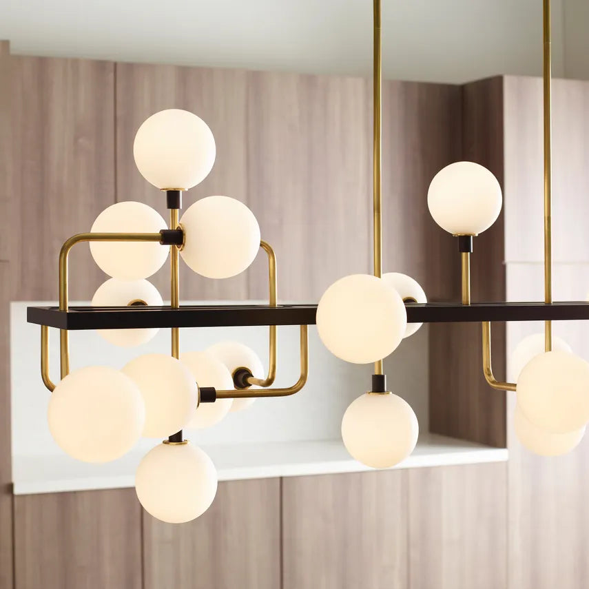 Luxury Linear Chandelier Glass Globes For Dining Room by Visual & Comfort & Co