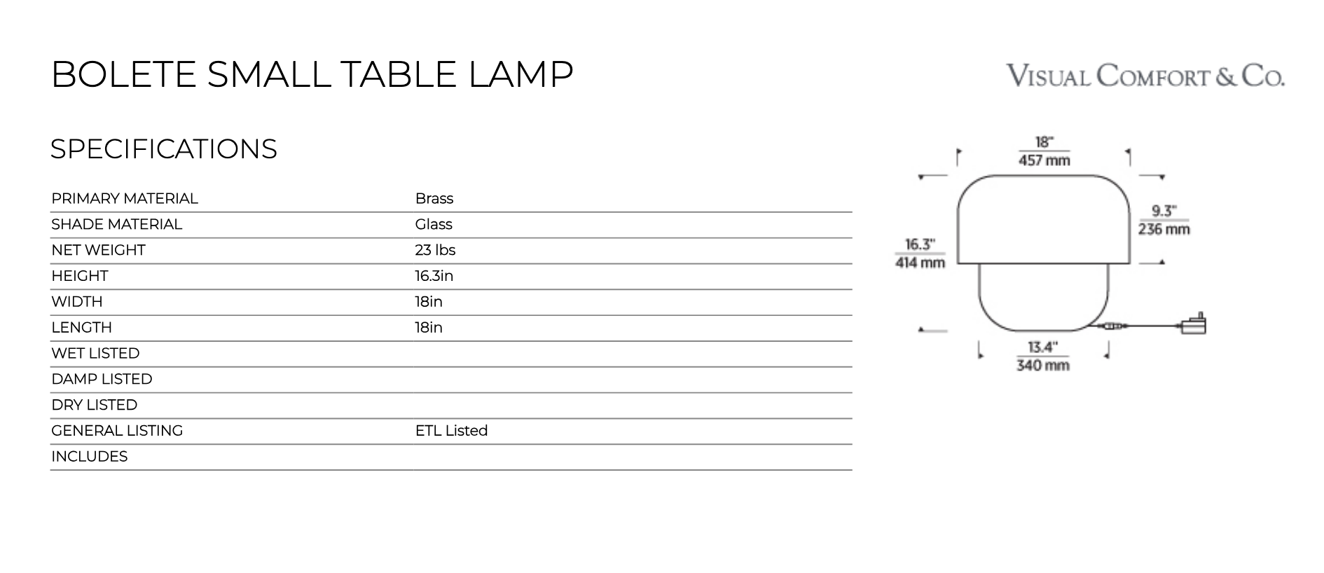 Bolete Mini Dimmable Table Lamp by Visual & Comfort & Co
