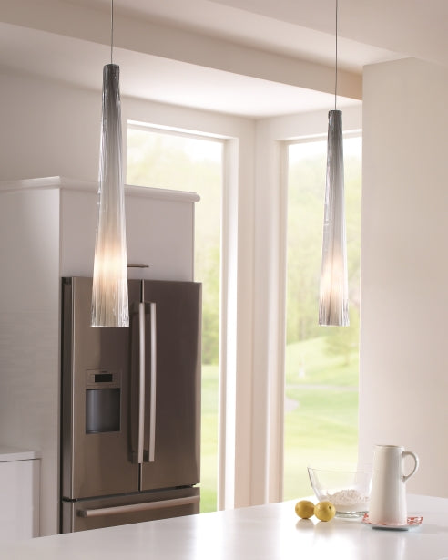 Zenith Satin Nickel Glass Pendant Light by Visual & Comfort & Co