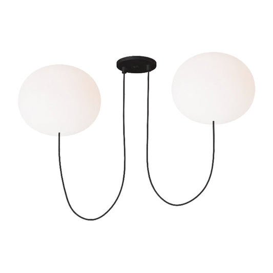 Helium Large Matte Black Glass Globe LED Chandelier by Visual & Comfort & Co