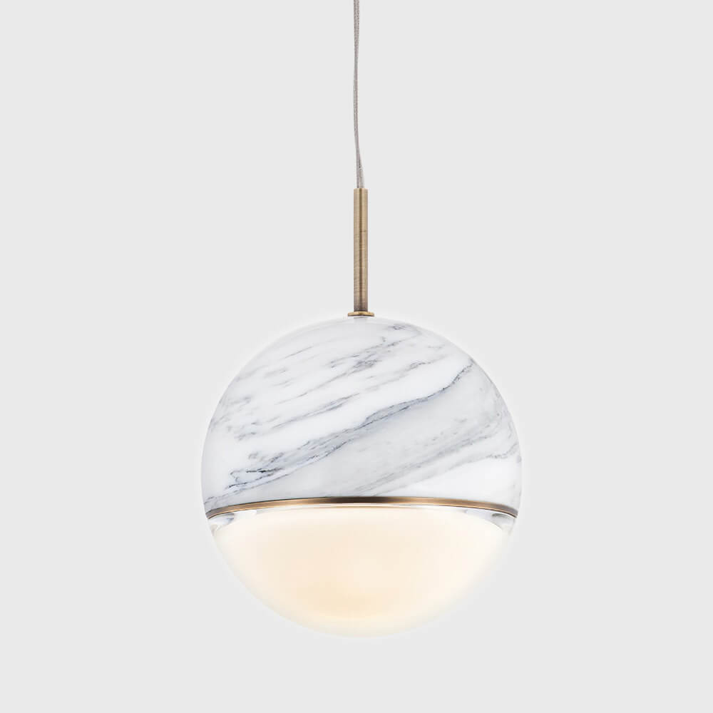Wandering Star marble pendant light by Viso, Gloss Carrara, 4.3 in
