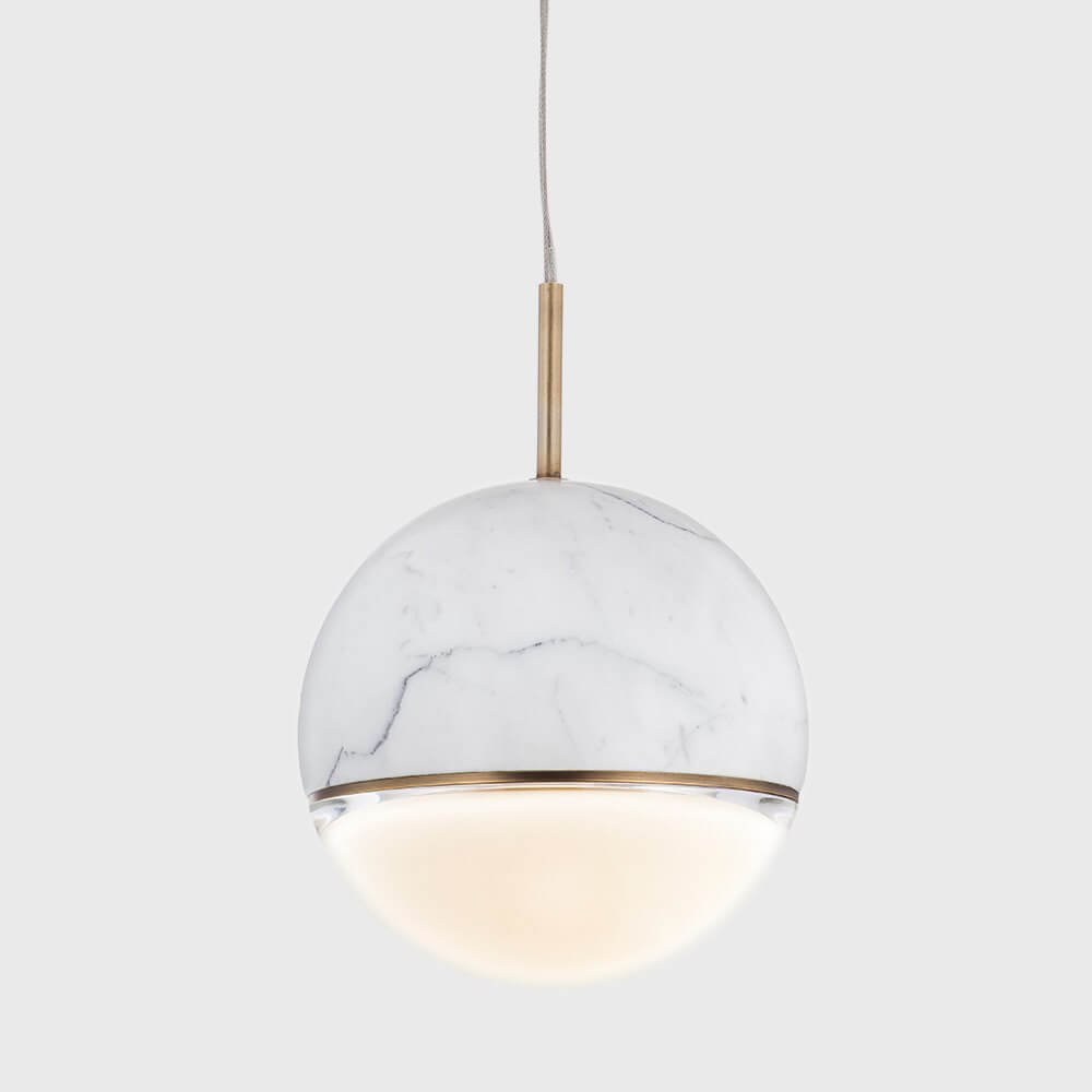 Wandering Star marble pendant light by Viso, Matte Carrara, 6 in