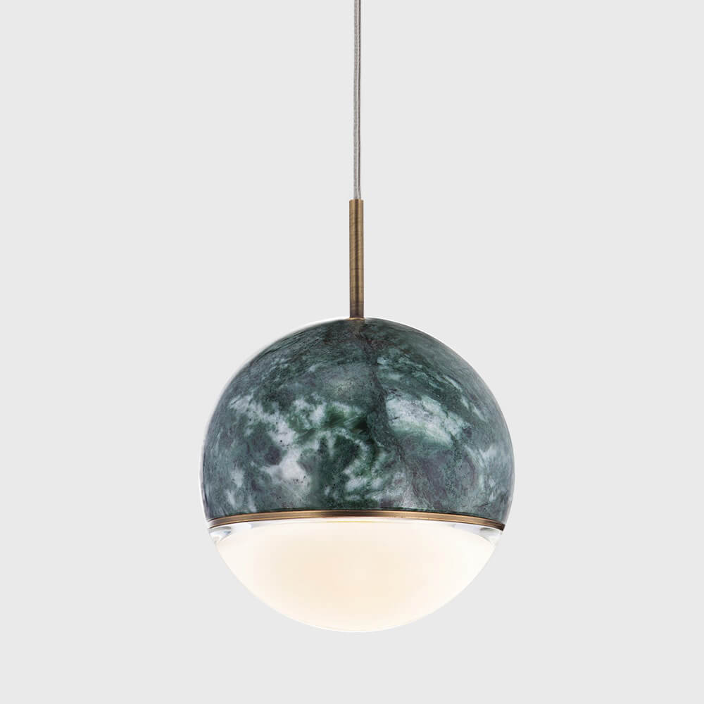 Wandering Star marble pendant light by Viso, Indian Green, 6 in