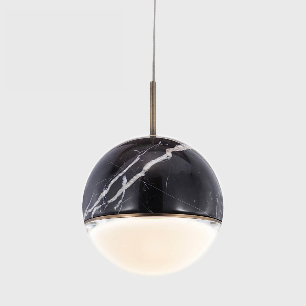 Wandering Star marble pendant light by Viso, Black Marble, 6 in