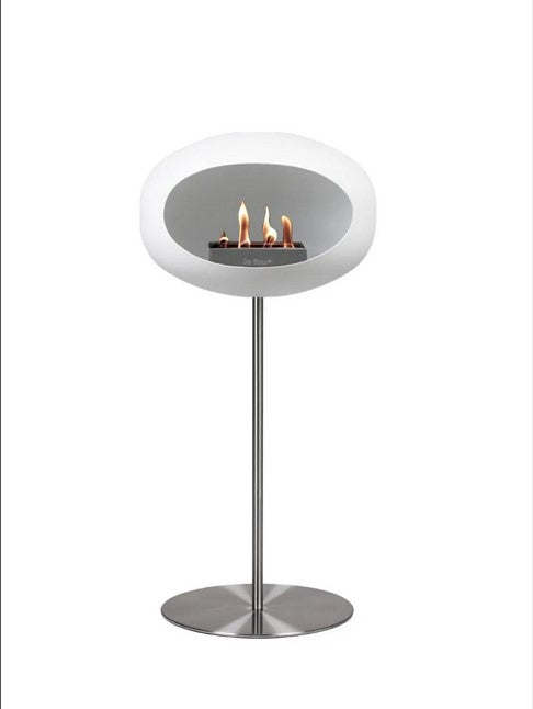 Dome White Ground Steel High Fireplace by LE FEU