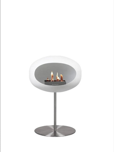 Dome White Ground Steel Low Fireplace by LE FEU