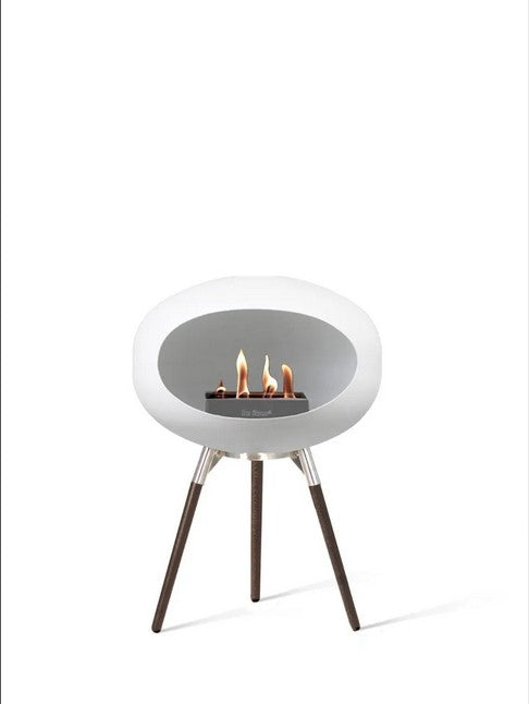 Dome White Ground Wood Low Fireplace by LE FEU