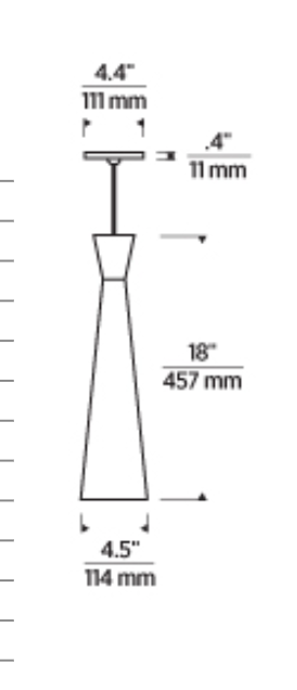 Technical outline of Windsor LED pendant light with slim profile and installation details