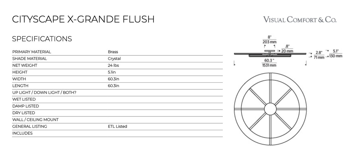 Cityscape X Grande Geometric LED Flush Mount by Visual & Comfort & Co