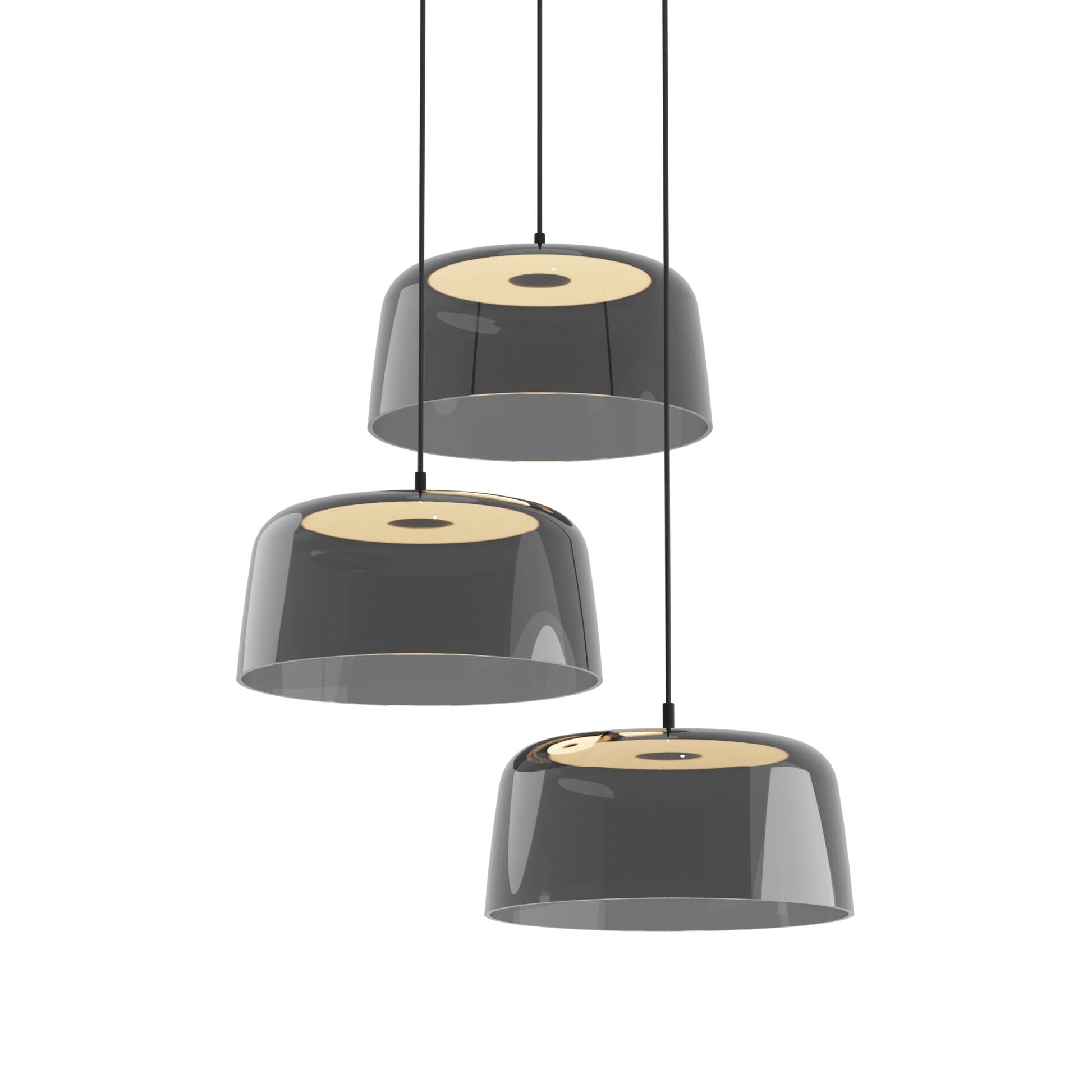 Yurei Circular 3 Pendant Light Matte Black 14 Acrylic Shade Dark Gray Yup C3 Sw Mtb Sdgy by Koncept Inc