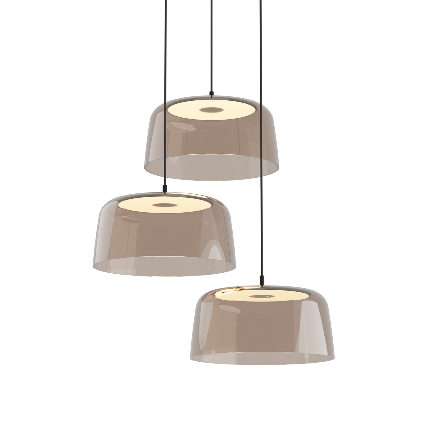 Yurei Circular 3 Pendant Light Matte Black 14 Acrylic Shade Tea Brown Yup C3 Sw Mtb Stea by Koncept Inc