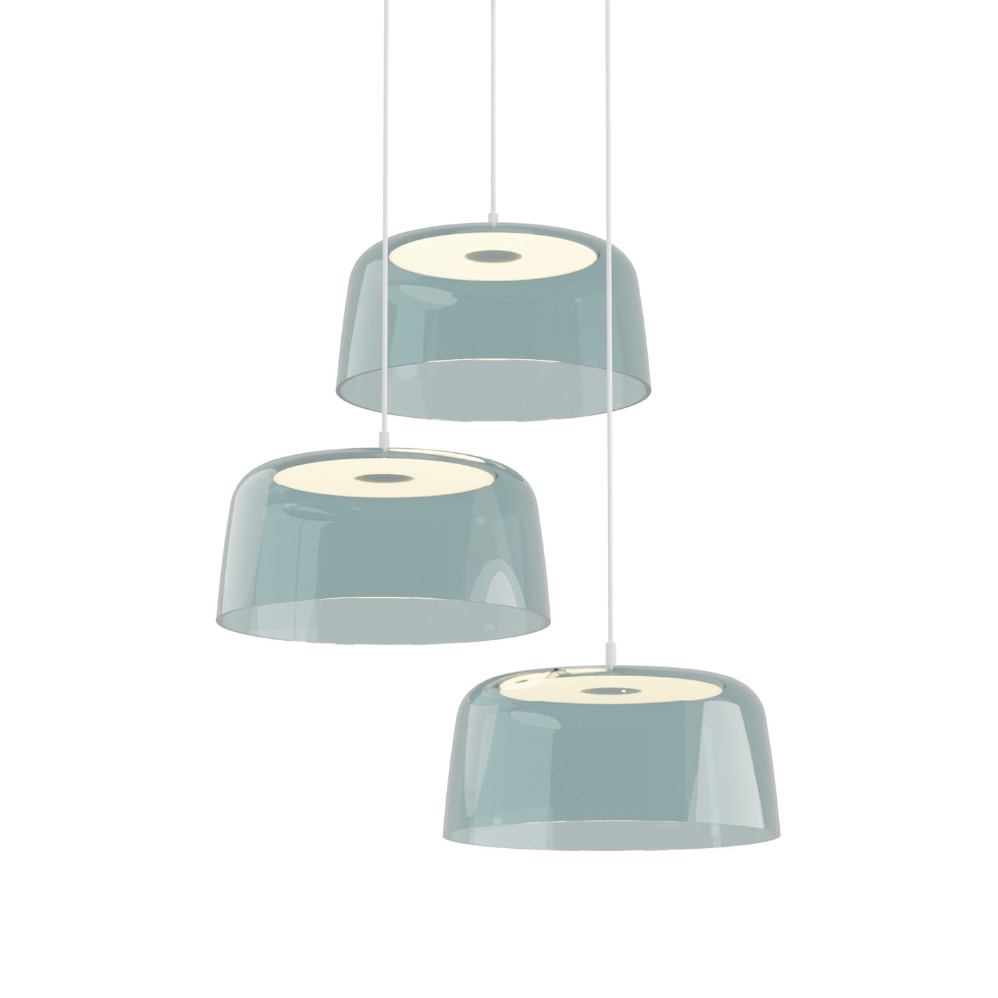 Yurei Circular 3 Pendant Light Matte White 14 Acrylic Shade Blue Yup C3 Sw Mwt Sblu by Koncept Inc