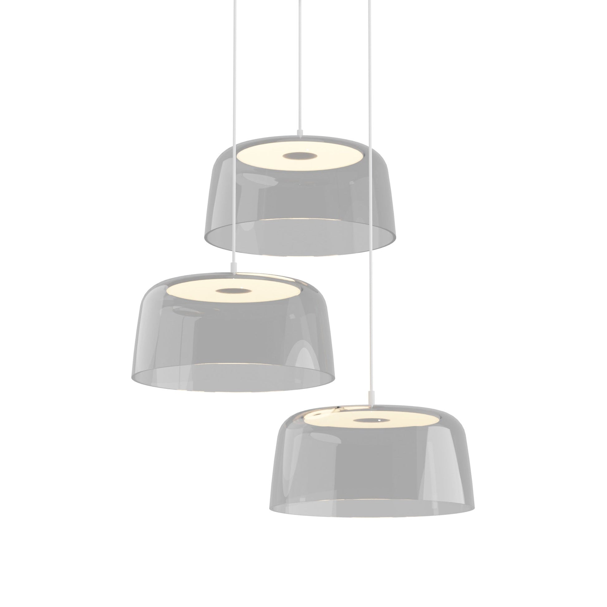 Yurei Circular 3 Pendant Light Matte White 14 Acrylic Shade Clear Yup C3 Sw Mwt Sclr by Koncept Inc