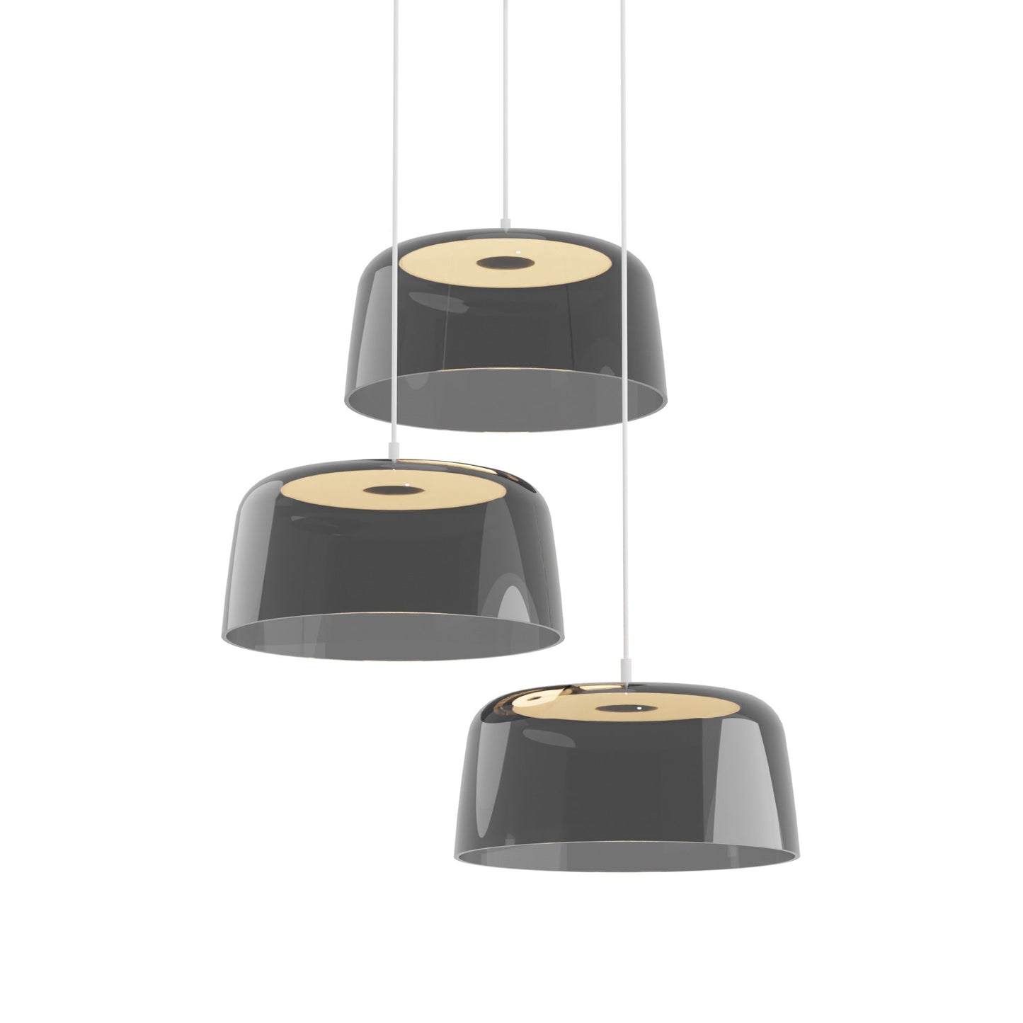 Yurei Circular 3 Pendant Light Matte White 14 Acrylic Shade Dark Gray Yup C3 Sw Mwt Sdgy by Koncept Inc