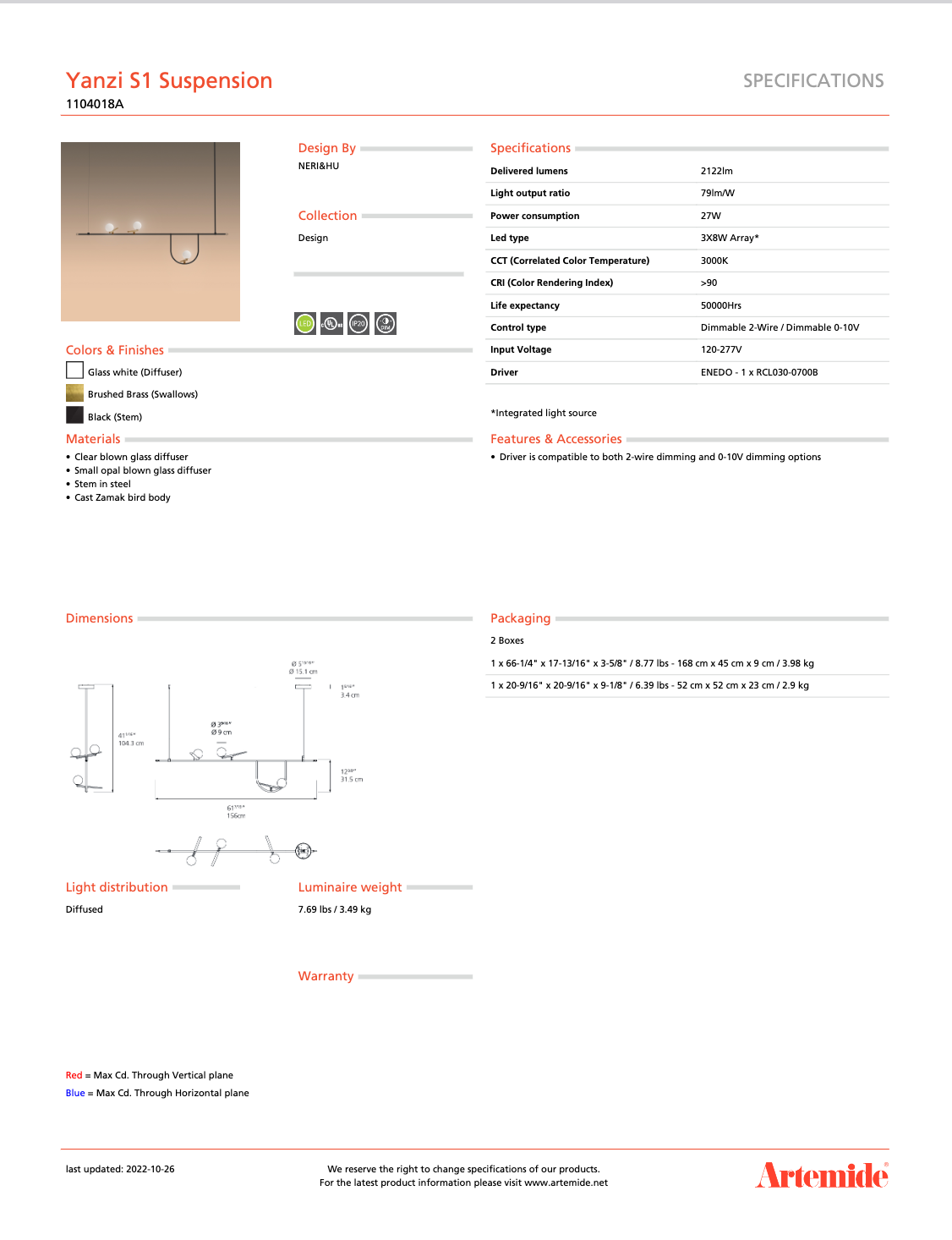 Artemide Yanzi SC1 - Luxury Hanging Light Fixture
