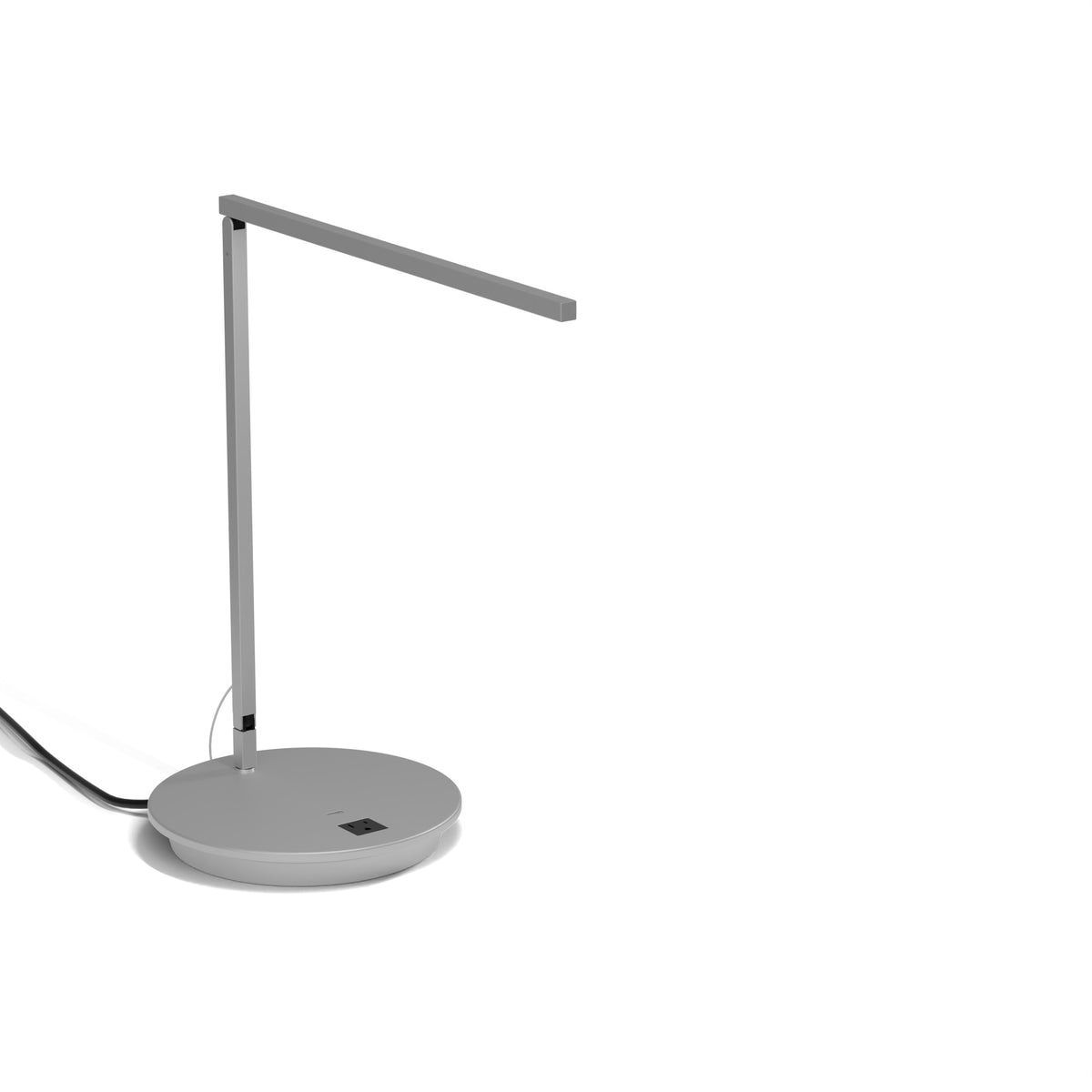 Koncept Z-Bar Solo Gen 4 LED Desk Lamp, Silver, Warm White 3,500K, Power Base (AC Outlet + USB) (ZBD1000-W-SIL-PWD)