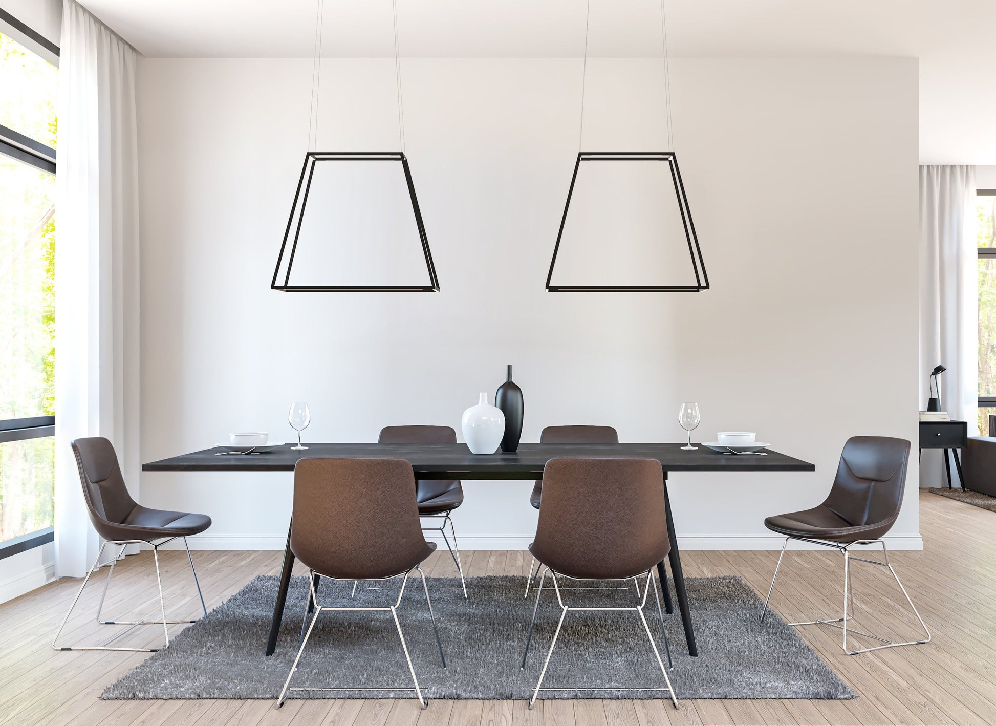 Z Bar Pendant Rise Medium Square Soft Warm Matte Black 26 X 26 X 22 Zbp 24 Rs Sw Mtb Cnp by Koncept Inc