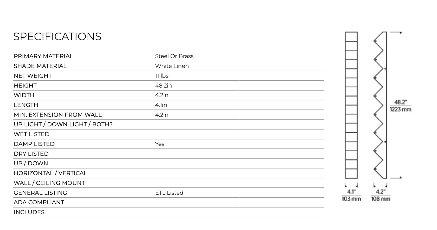 Visual Comfort Zig Zag 48 Grande Led Wall Sconce Brass Black 