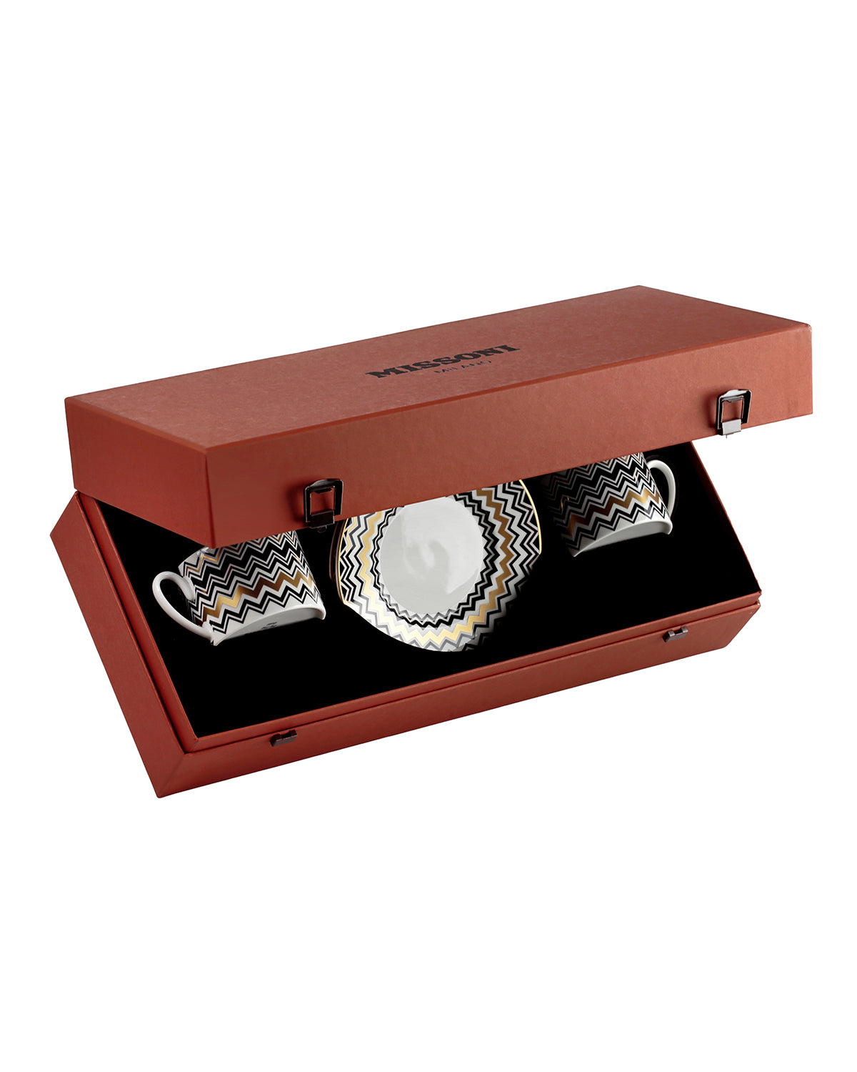 Missoni Home Zig Zag Gold tea cups & saucers