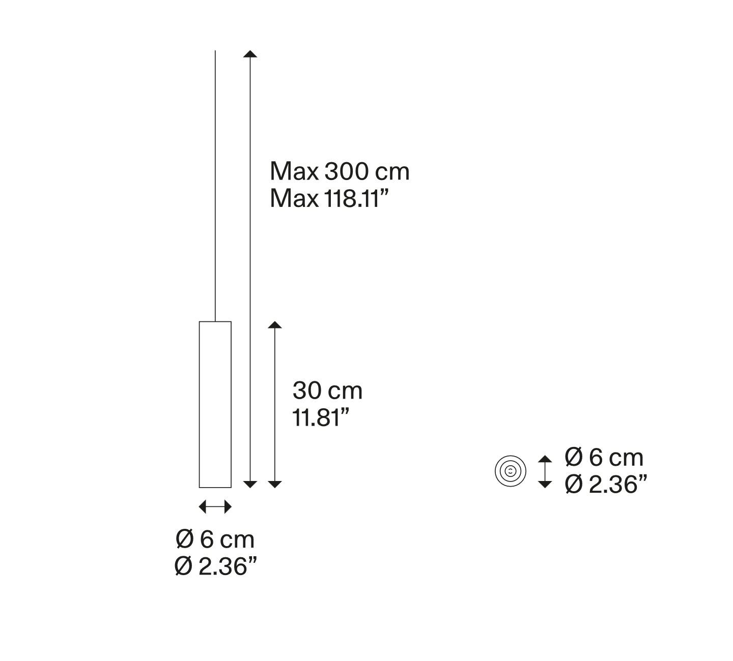Small cylindrical Lodes A-Tube Linear Pendant Light for contemporary interiors