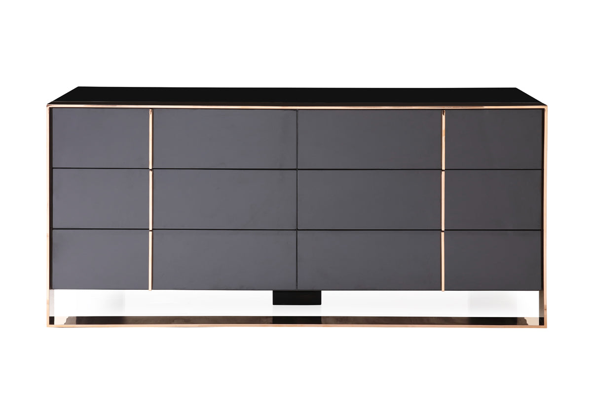 Nova Domus Cartier Modern Black and Rosegold Bedroom Set