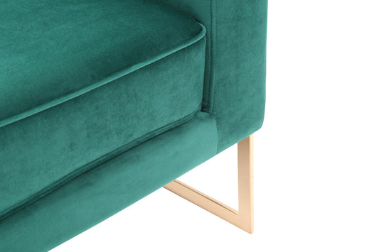 Modrest Trask Modern Green Velvet and Rosegold Accent Chair