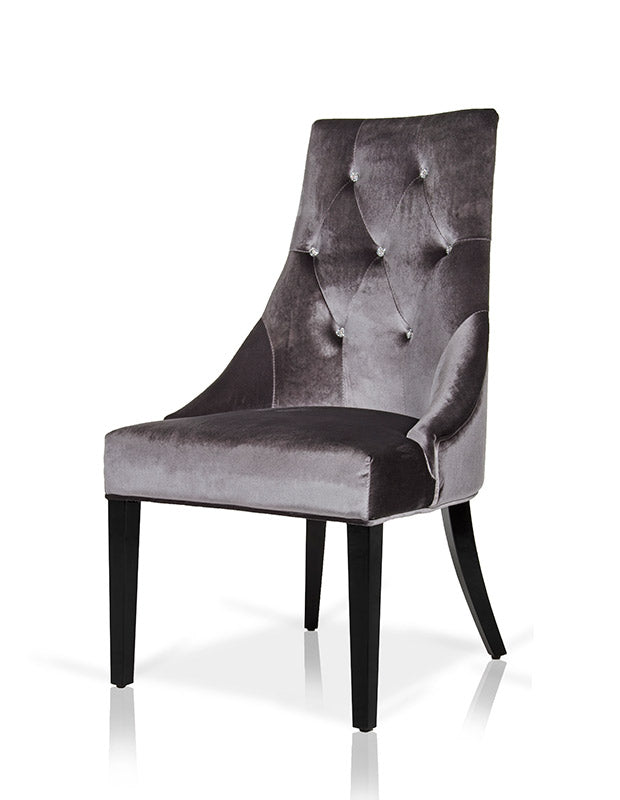 Charlotte Grey Velour Dining Chair Set of 2