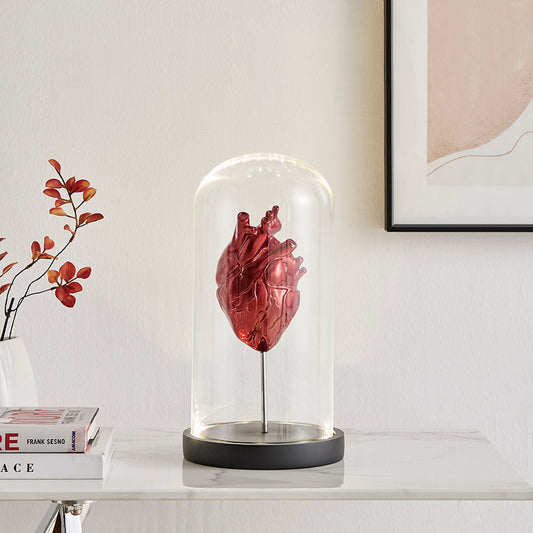 Heart in a Box Resin and Glass LED Sculpture by Finesse Decor