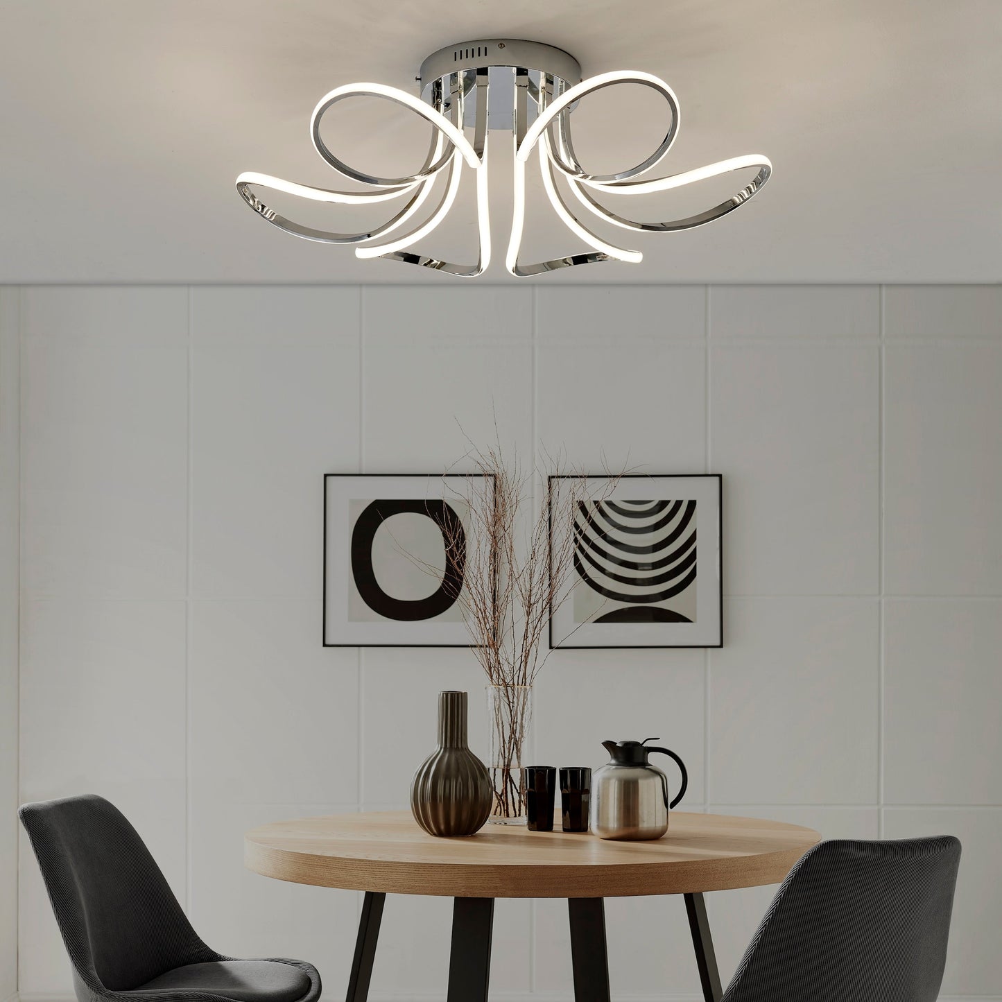 6 Petal Flower Dimmable LED Flush Mount Lamp Chrome by Finesse Decor FL-801
