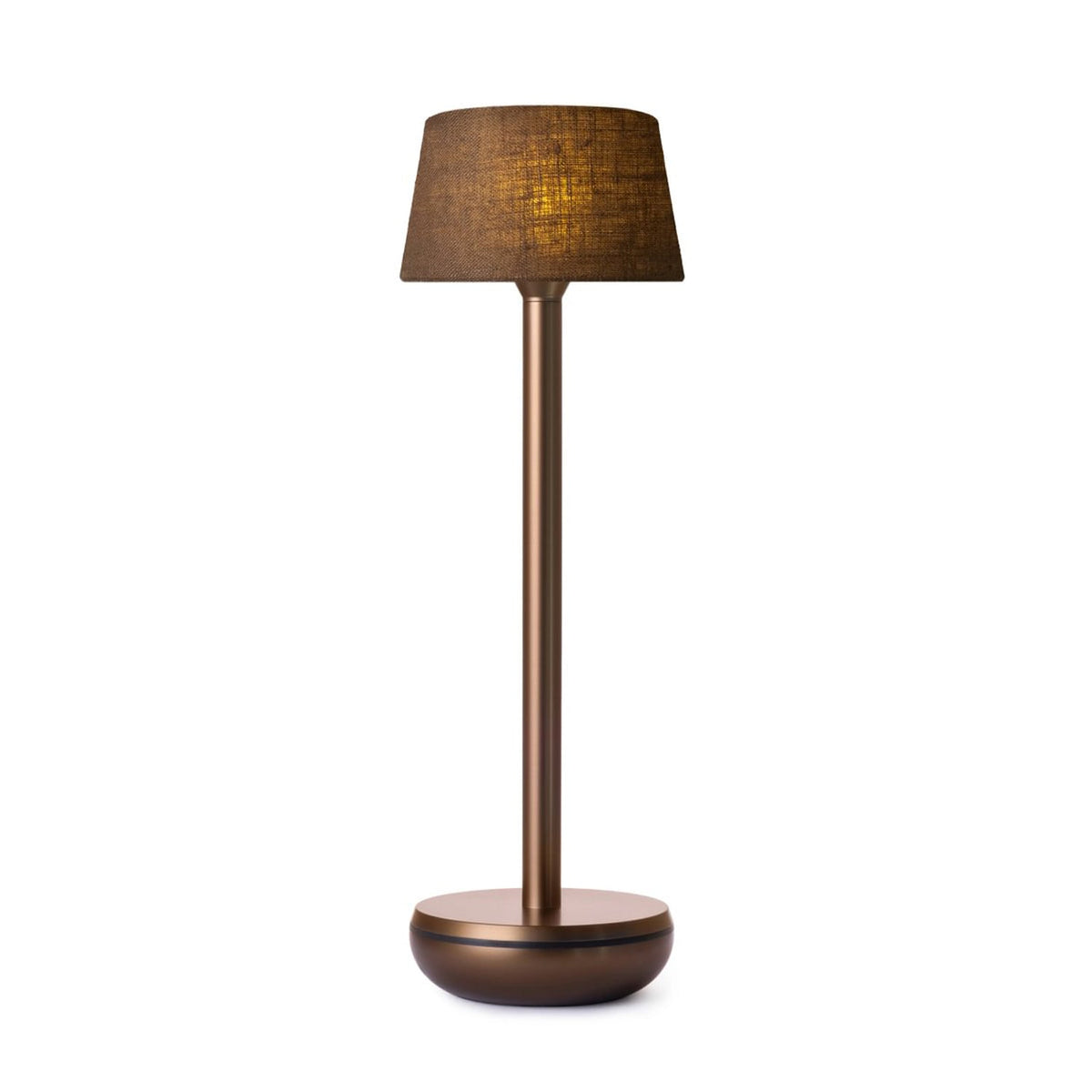 Humble Air V2 Cordless Table Lamp by Humble, Bronze with Brown Linen Shade (image 3)