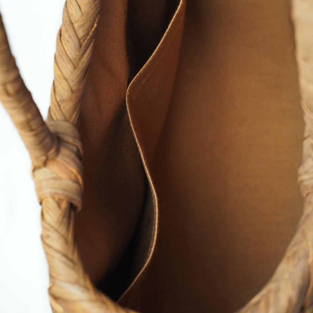 Yama-Biko Koji Wild Grape Vine Basket Bag – woven detail and leather tag