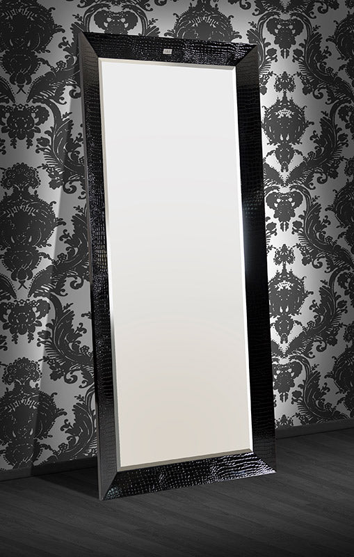 A&X Regal Black Crocodile Floor Mirror